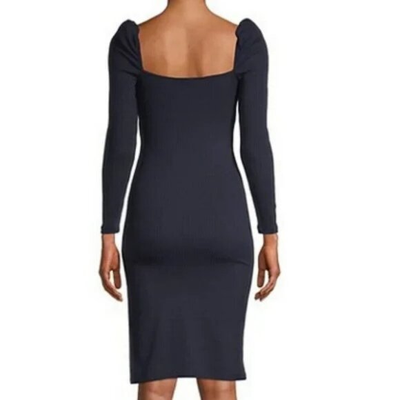 Avec Les Filles Prairie Rib Knit Stretch Dress Navy Blue Size Large - Picture 2 of 8